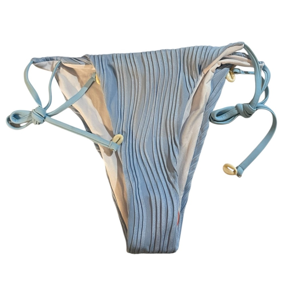 NEW Striped Blue and Beige Textured Bikini Bottom (Sky Blue, Multiple Sizes)